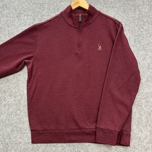 U.S. Polo Assn Quarter Zip Sweatshirt Mens L Burgundy Mock Neck Pullover Logo